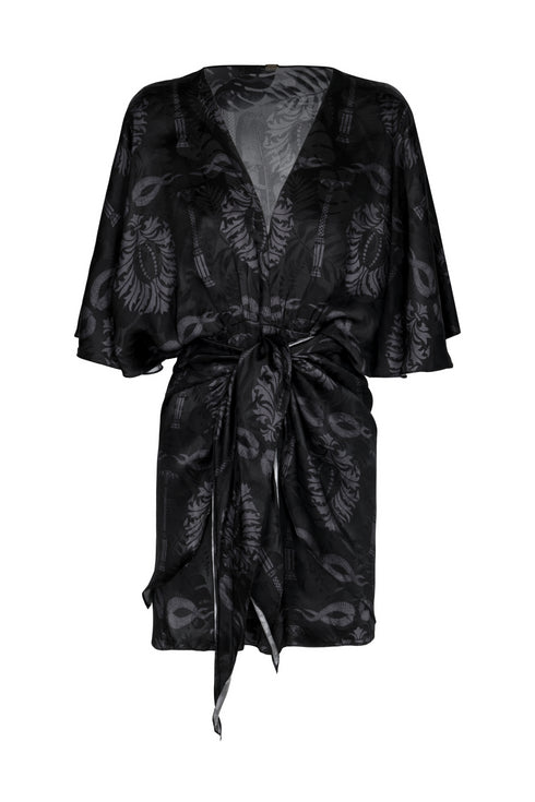 Coco Silk Jacquard Mini Dress / Black