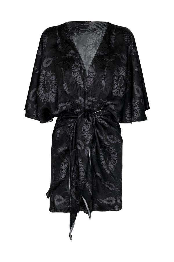 Coco Silk Jacquard Mini Dress / Black