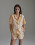 Tomaso Linen Short / Ecru Yellow Arabesque