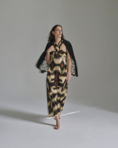 Santo Tomás Martellato Silk Dress / Brown Ikat