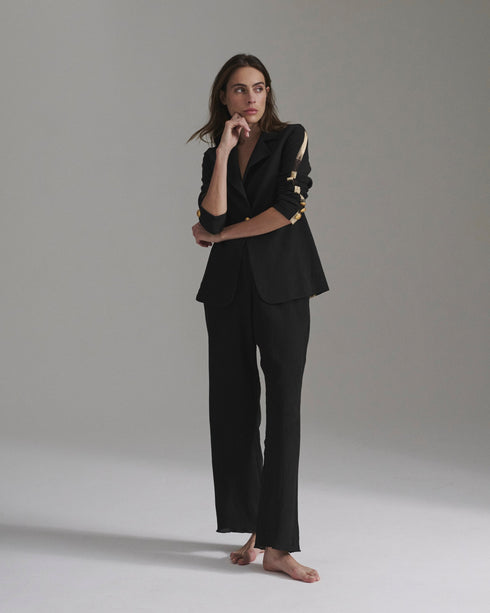 Santo Tomás Martellato Silk Pants / Black
