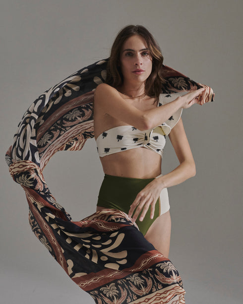 Barranquero Embroidered Top / Ivory - Black Polka Palms