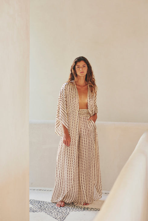 San Cipriano Silk Trousers / Ivory Wine Seeds