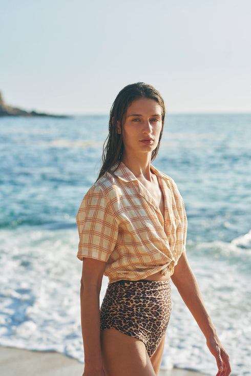 Tomaso Linen Shirt / Cream and Butter Scotch