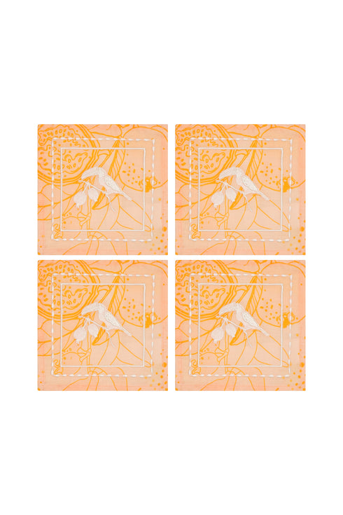 Guava Linen Cocktail Napkins Set of 4 / Orange