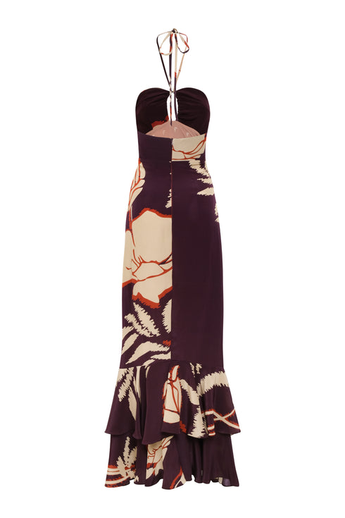 Sevillana Crepe Chine Dress / Purple Gladiolos