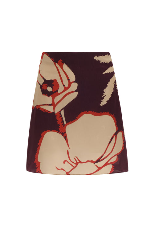 Carmelita Crepe Chine Mini Skirt / Purple Gladiolos