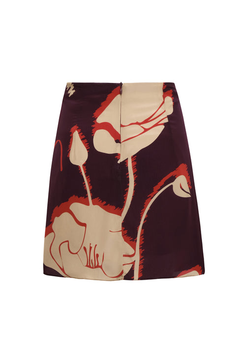 Carmelita Crepe Chine Mini Skirt / Purple Gladiolos