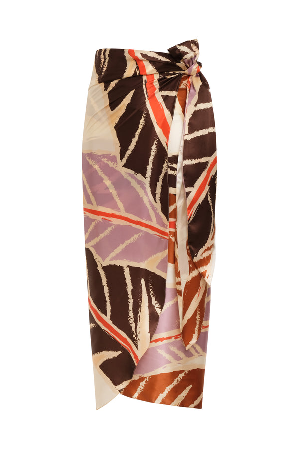 Mapara Satin Silk Skirt / Lilac Platanera Leaves