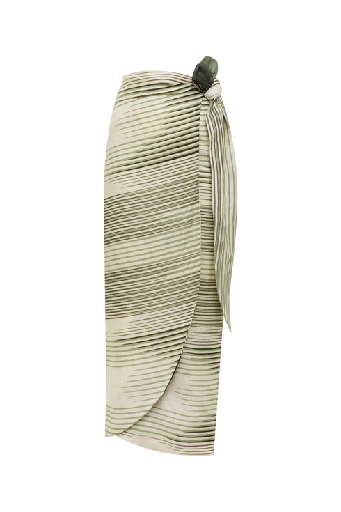 Mapara Linen Skirt / Green Tropical Landscape