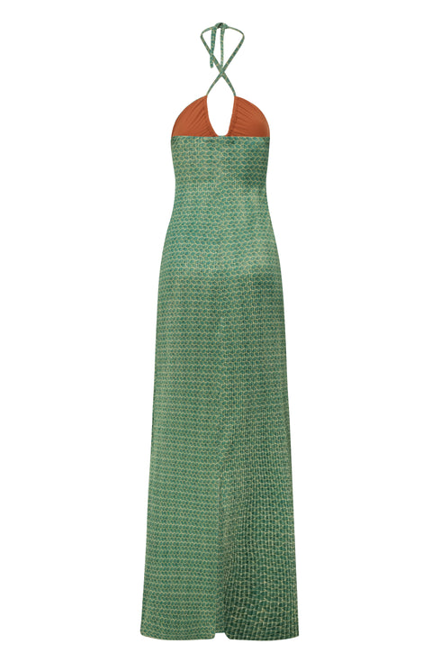 Josefina Shiny Jersey Maxi Dress / Emerald Mini Scales