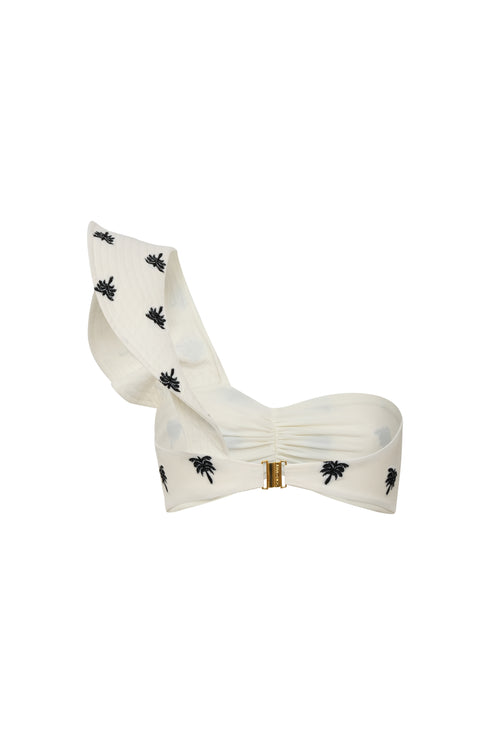 Barranquero Embroidered Top / Ivory - Black Polka Palms