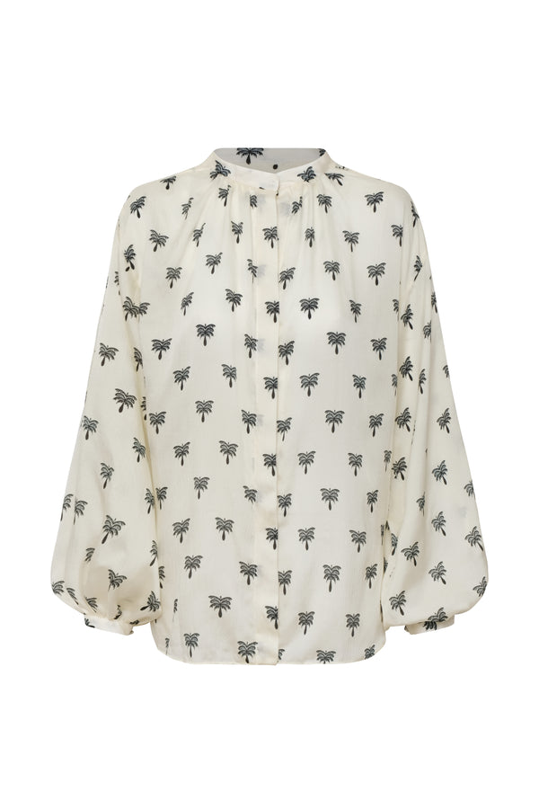 Don Simon Martellato Silk Shirt / Ivory - Black Polka Palms