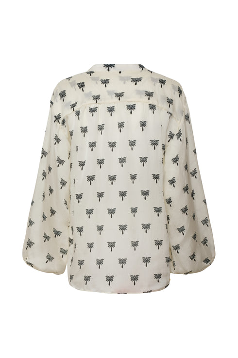 Don Simon Martellato Silk Shirt / Ivory - Black Polka Palms