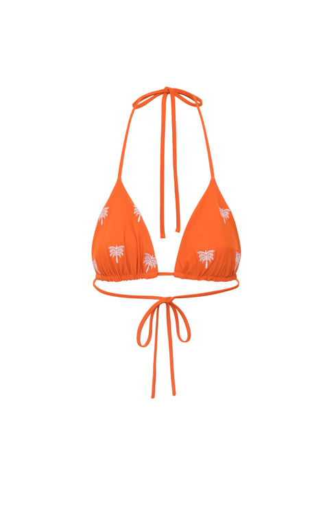 Gorgona Embroidered Top / Orange Lilac Polka Palms