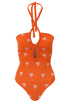 Saint Tropez Embroidered One Piece / Orange Lilac Polka Palms