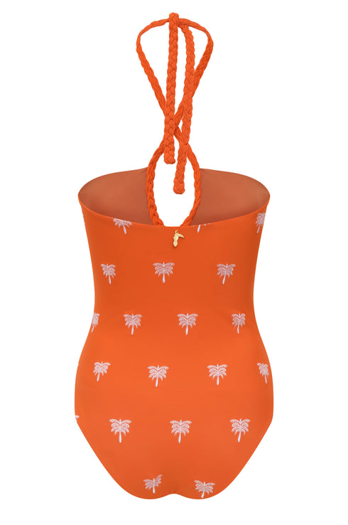 Saint Tropez Embroidered One Piece / Orange Lilac Polka Palms