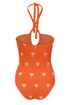Saint Tropez Embroidered One Piece / Orange Lilac Polka Palms