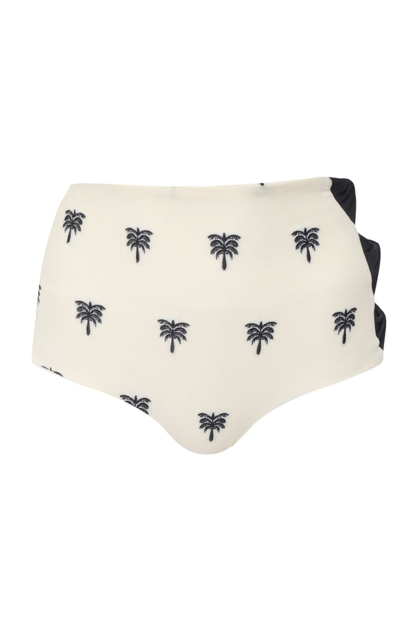 Tejada Embroidered Bottom / Ivory - Black Polka Palms
