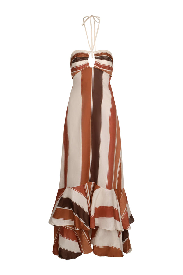 Sevillana Linen Dress / Terra Stripes