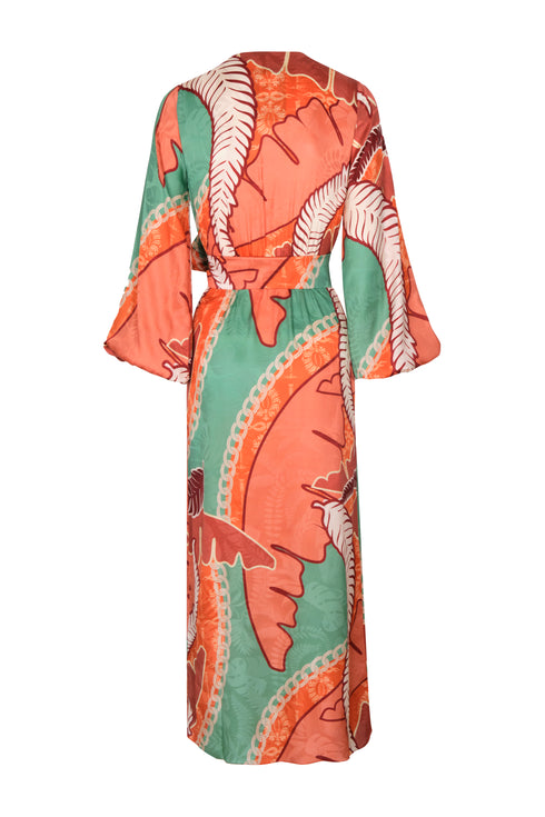 Tertulia Silk Jacquard Maxi Dress / Coral