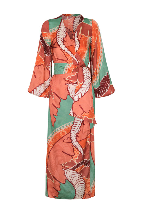 Tertulia Silk Jacquard Maxi Dress / Coral