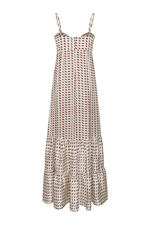 Julieta Satin Silk Maxi Dress / Ivory Wine Seeds