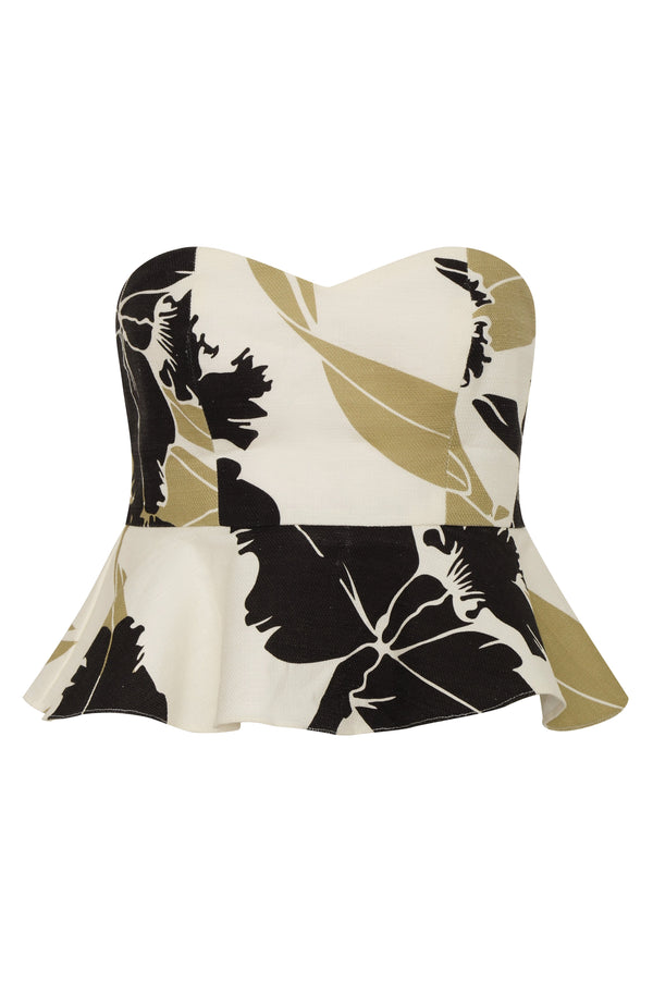 Peplum Cotton Top / Black Orchids