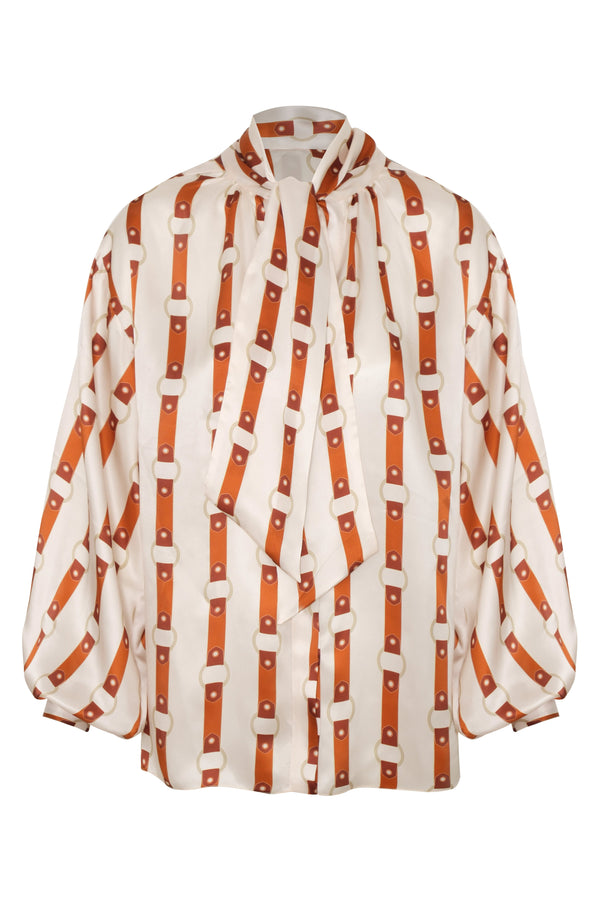 Simonetta Satin Silk Shirt / Horse Reins