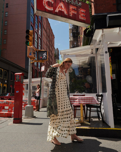 Julieta Silk Martellato Maxi Dress / Ivory Green Chintz