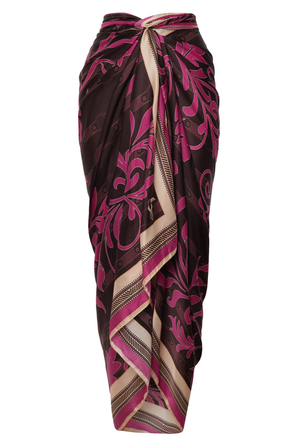 De La Falaise Cotton Silk Sarong / Fuchsia Flowers