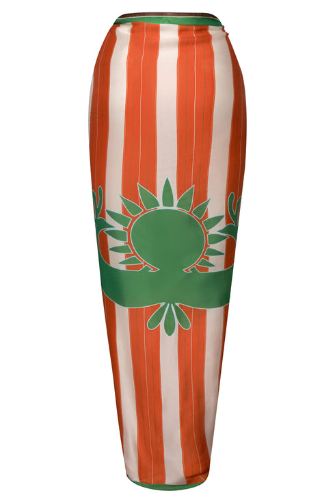 De La Falaise Cotton Silk Sarong / Green Solana Shield