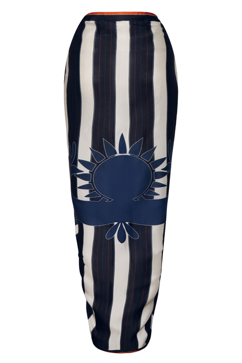 De La Falaise Cotton Silk Sarong / Navy Solana Shield