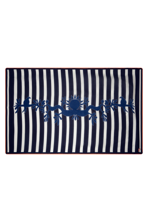 De La Falaise Cotton Silk Sarong / Navy Solana Shield