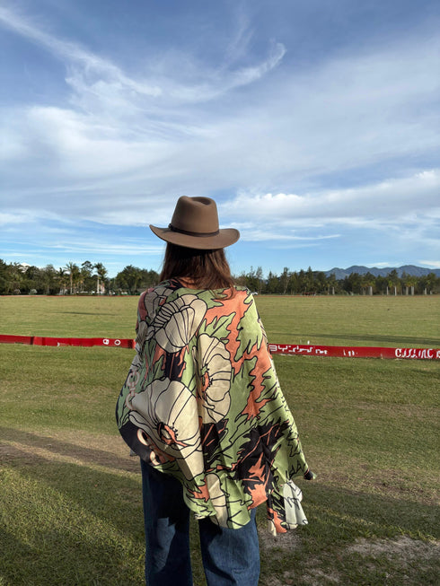 Costa Nova Satin Silk Cape / Sage Gladiolos