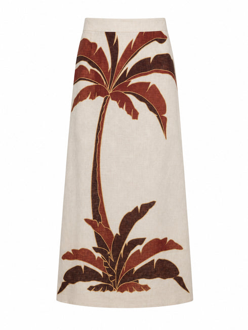 El Carmelo Linen Midi Skirt / Terra Palms