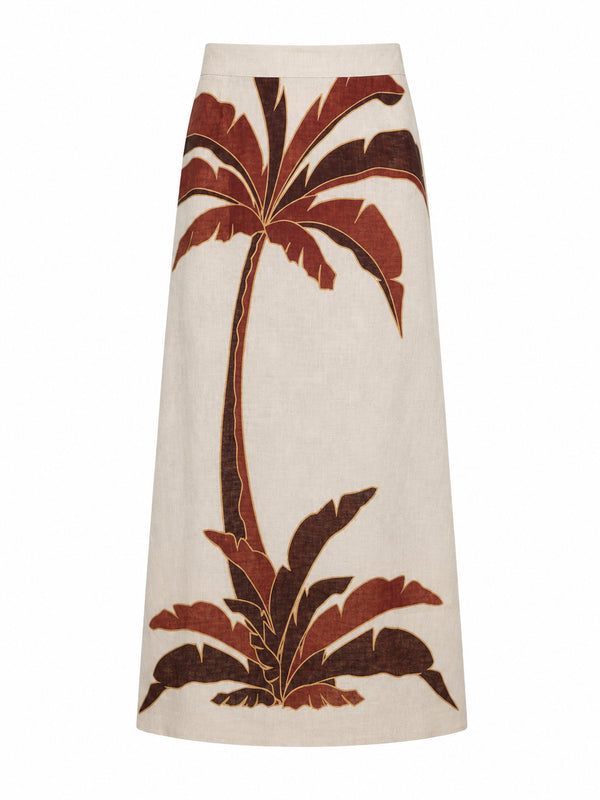 El Carmelo Linen Midi Skirt / Terra Palms