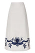 El Carmen Embroidered Midi Skirt / Ivory and Navy
