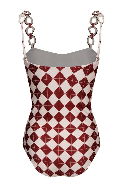 Esteros One Piece / Burgundy Rhombuses Ivory - Ivory