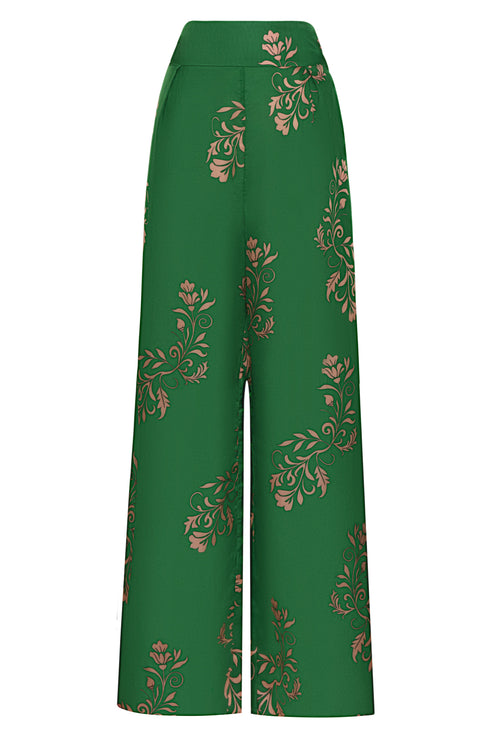 Fiol Cotton Silk Pants / Green Buganvilias