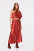 Gioconda Satin Silk Midi Dress / Red Chains