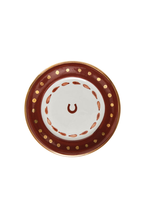 Horseshoe Salad Plate / Chocolate & Gold