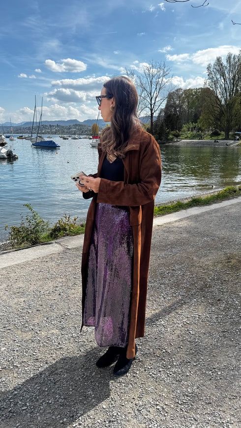 El Carmen Sequin Midi Skirt / Purple Rainforest