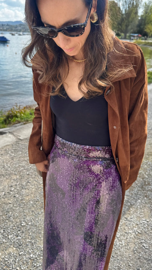 El Carmen Sequin Midi Skirt / Purple Rainforest