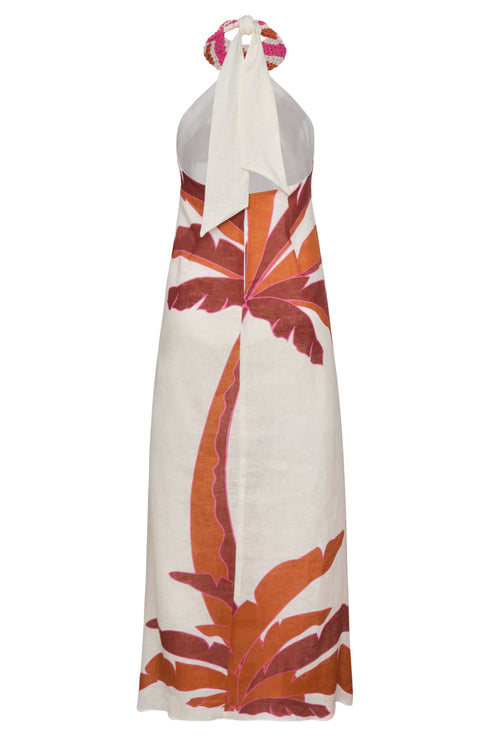 Ipanema Linen Maxi Dress / Fuchsia Palm