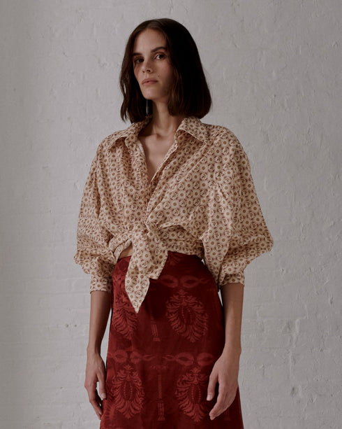 Barnes Cotton Bio Shirt / Beige May Flower