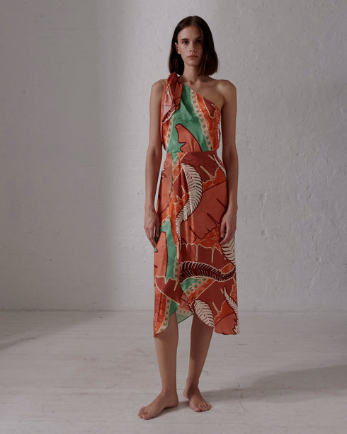 Myanmar Jacquard Blouse / Coral