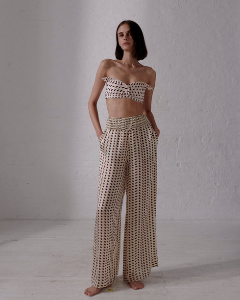 San Cipriano Silk Trousers / Ivory Wine Seeds