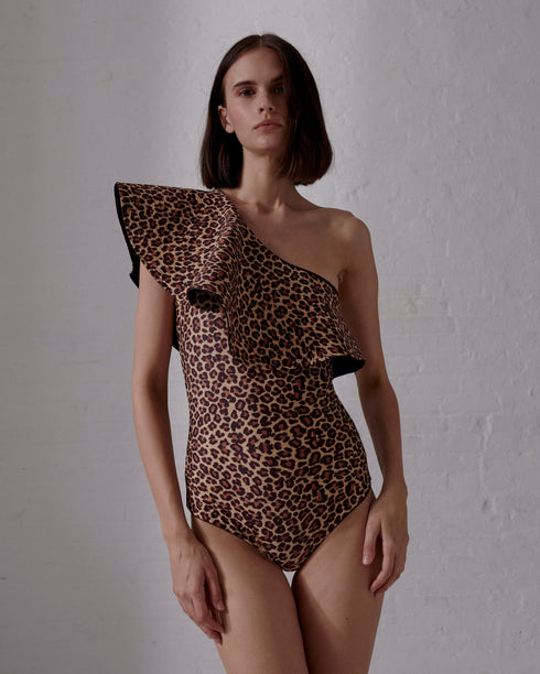 Tucan One Piece / Jaguar Print - Brown
