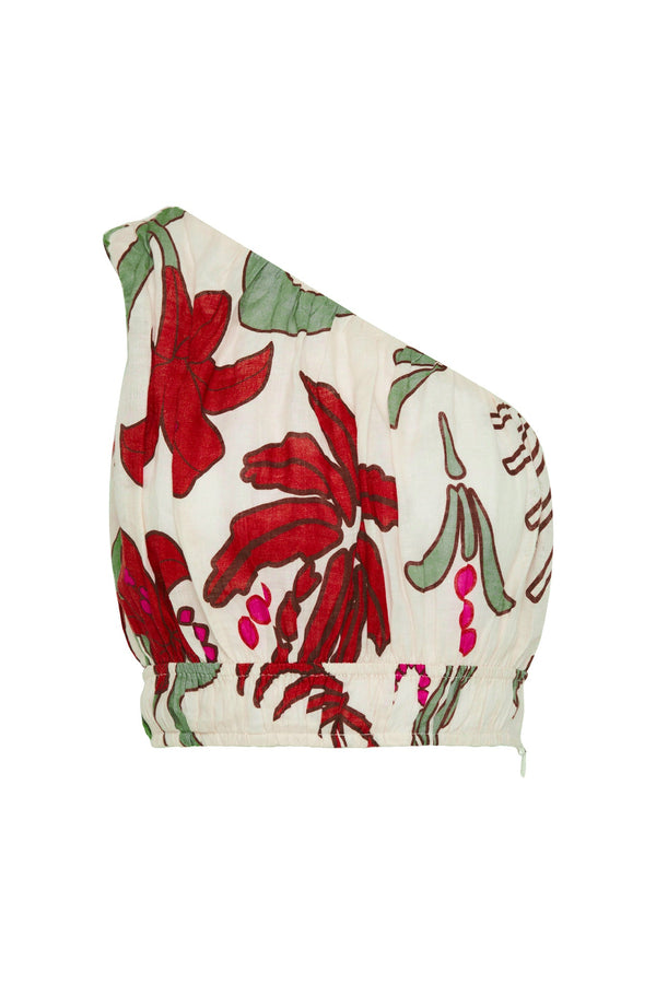 Ornella Linen Top / Fuchsia Garden